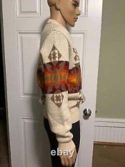 Vintage Pendleton High Grade Western Wear 100% Wool Sweater Aztec 1970's Sz Lrg