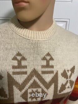 Vintage Pendleton High Grade Western Wear 100% Wool Sweater Aztec 1970's Sz Lrg