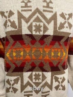 Vintage Pendleton High Grade Western Wear 100% Wool Sweater Aztec 1970's Sz Lrg