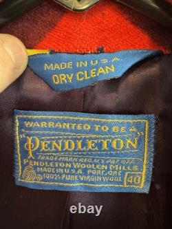 Vintage Pendleton High Grade Western Wear Blanket Coat Wool Southwest USA Sz 40