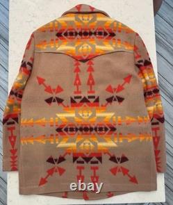 Vintage Pendleton High Grade Western Wear Blanket Coat Wool Southwest USA Sz 40
