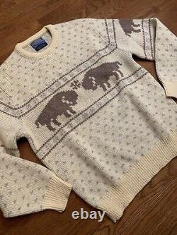 Vintage Pendleton High Grade Western Wear Wool Knit Sweater Buffalo Fair Isle L