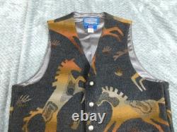 Vintage Pendleton High Grade Western Wear Wool Vest Southwestern Horses USA L