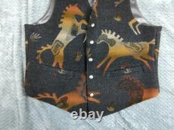 Vintage Pendleton High Grade Western Wear Wool Vest Southwestern Horses USA L
