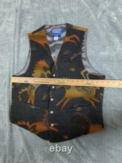 Vintage Pendleton High Grade Western Wear Wool Vest Southwestern Horses USA L