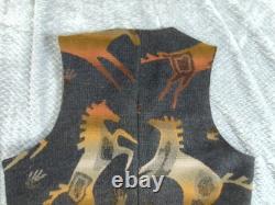 Vintage Pendleton High Grade Western Wear Wool Vest Southwestern Horses USA L