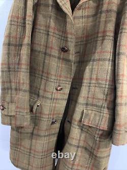 Vintage Pendleton Shadow Plaid Brown Wool Blanket Coat USA Mens Sz L, Wm XL