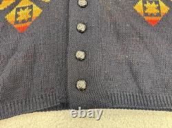 Vintage Pendleton Sweater Mens Large Navy Wool Shawl Collar Western Pattern 70s