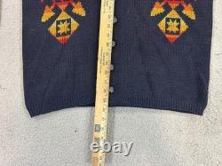 Vintage Pendleton Sweater Mens Large Navy Wool Shawl Collar Western Pattern 70s