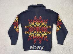 Vintage Pendleton Sweater Mens Large Navy Wool Shawl Collar Western Pattern 70s