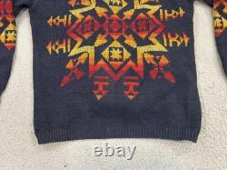 Vintage Pendleton Sweater Mens Large Navy Wool Shawl Collar Western Pattern 70s