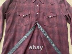 Vintage Pendleton Western Shirt Shadow Plaid 1960's Sz Large Pearl Snap Buttons