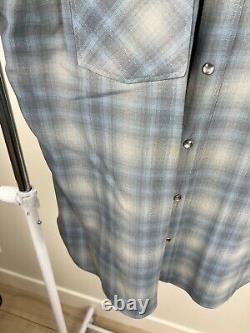 Vintage Pendleton western wear wool shirt Flannel Men XL Blue cowboy camping