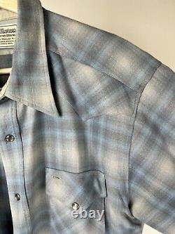 Vintage Pendleton western wear wool shirt Flannel Men XL Blue cowboy camping