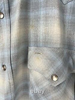 Vintage Pendleton western wear wool shirt Flannel Men XL Blue cowboy camping