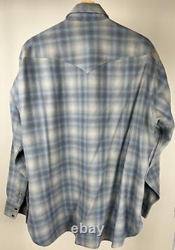 Vintage Pendleton western wear wool shirt Flannel Men XL Blue cowboy camping