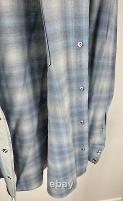 Vintage Pendleton western wear wool shirt Flannel Men XL Blue cowboy camping