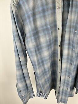 Vintage Pendleton western wear wool shirt Flannel Men XL Blue cowboy camping