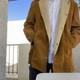 Vintage Pioneer Wear Shearling Suede Ranch Coat 70s Western Sherpa Jacket 44
