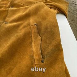 Vintage Pioneer Wear Shearling Suede Ranch Coat 70s Western Sherpa Jacket 44
