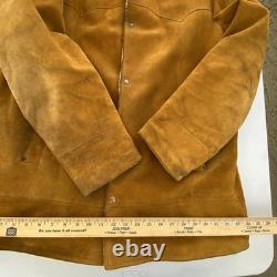 Vintage Pioneer Wear Shearling Suede Ranch Coat 70s Western Sherpa Jacket 44