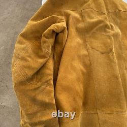 Vintage Pioneer Wear Shearling Suede Ranch Coat 70s Western Sherpa Jacket 44