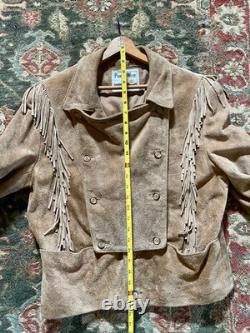 Vintage Pioneer Wear Women's Suede Fringe Western Jacket Size 42 Light Use NICE