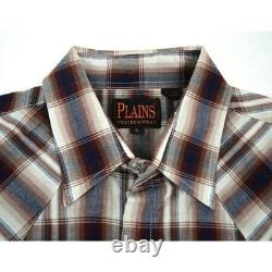 Vintage Plaid Western Pearl Snap Shirt SS Mens L 90s Maroon Shadow Cobain Grunge