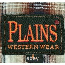 Vintage Plaid Western Pearl Snap Shirt SS Mens L 90s Maroon Shadow Cobain Grunge