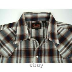 Vintage Plaid Western Pearl Snap Shirt SS Mens L 90s Maroon Shadow Cobain Grunge