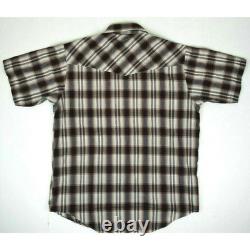 Vintage Plaid Western Pearl Snap Shirt SS Mens L 90s Maroon Shadow Cobain Grunge