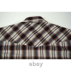 Vintage Plaid Western Pearl Snap Shirt SS Mens L 90s Maroon Shadow Cobain Grunge