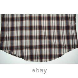 Vintage Plaid Western Pearl Snap Shirt SS Mens L 90s Maroon Shadow Cobain Grunge