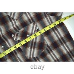 Vintage Plaid Western Pearl Snap Shirt SS Mens L 90s Maroon Shadow Cobain Grunge