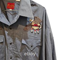 Vintage Plains Pearl Snap Western Shirt American Eagles Embroidery 2XL Big Man