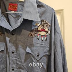 Vintage Plains Pearl Snap Western Shirt American Eagles Embroidery 2XL Big Man