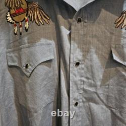 Vintage Plains Pearl Snap Western Shirt American Eagles Embroidery 2XL Big Man