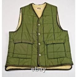 Vintage Puffer Vest Western Trails Size L 60s Hunter Green Sherpa Lined Quilted