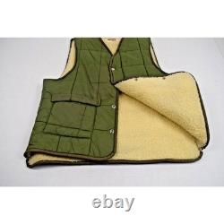 Vintage Puffer Vest Western Trails Size L 60s Hunter Green Sherpa Lined Quilted