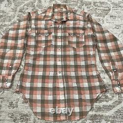 Vintage RARE 1950's Levi's Shorthorn Western Wear Pink Plaid Pearl Snap Shirt