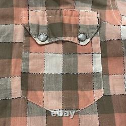 Vintage RARE 1950's Levi's Shorthorn Western Wear Pink Plaid Pearl Snap Shirt