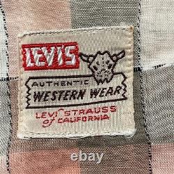 Vintage RARE 1950's Levi's Shorthorn Western Wear Pink Plaid Pearl Snap Shirt