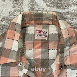 Vintage RARE 1950's Levi's Shorthorn Western Wear Pink Plaid Pearl Snap Shirt