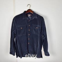 Vintage RRL Men's Corduroy Oversized Shirt Sz Large L Navy Blue 100% Cotton