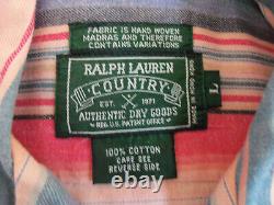 Vintage Ralph Lauren Country Multicolor Stripe 100% Cotton Long Sleeve Shirt L
