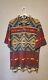 Vintage Ralph Lauren Multi-color Aztec Navajo Print Polo Shirt Men L FREE SHIP