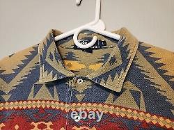 Vintage Ralph Lauren Multi-color Aztec Navajo Print Polo Shirt Men L FREE SHIP