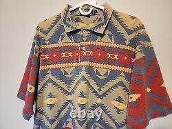 Vintage Ralph Lauren Multi-color Aztec Navajo Print Polo Shirt Men L FREE SHIP