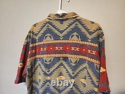 Vintage Ralph Lauren Multi-color Aztec Navajo Print Polo Shirt Men L FREE SHIP