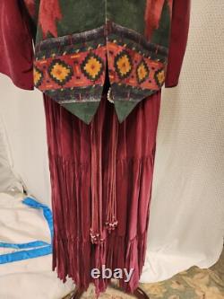 Vintage Red Rock Reflections Western Outfit With Broomstick Skirt With Belt Lg